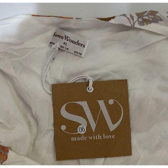 Seven Wonders Floral One Shoulder Puff Sleeve Crop Top Size 10 NEW - Picture 3 of 3